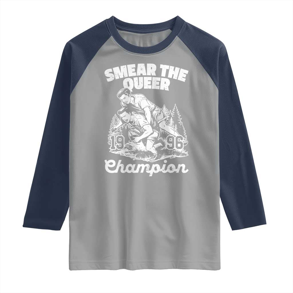 Sarcastic Smear The Qur Playround Game Raglan Shirt LGBTQ Queer Pride TS02 Sport Gray Navy Print Your Wear