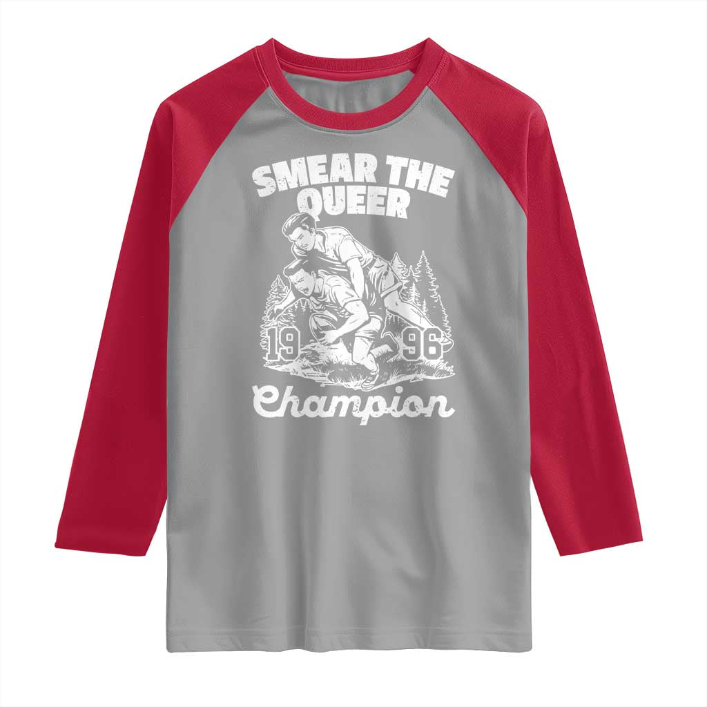 Sarcastic Smear The Qur Playround Game Raglan Shirt LGBTQ Queer Pride TS02 Sport Gray Red Print Your Wear
