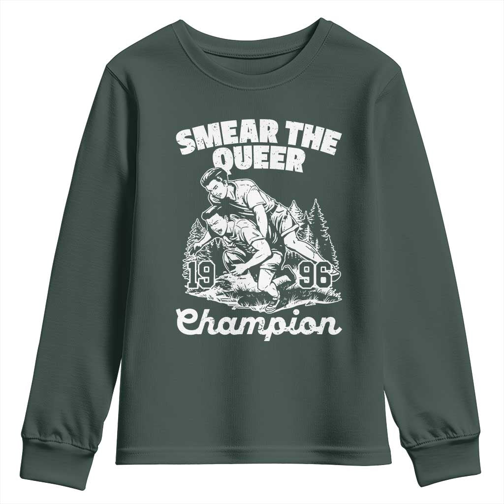 Sarcastic Smear The Qur Playround Game Youth Sweatshirt LGBTQ Queer Pride TS02 Dark Forest Green Print Your Wear