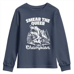 Sarcastic Smear The Qur Playround Game Youth Sweatshirt LGBTQ Queer Pride TS02 Navy Print Your Wear