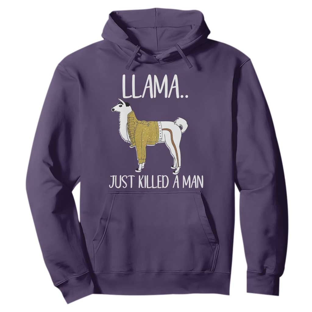 Funny Llama Just Killed a Man Hoodie Animal Pun Internet Meme TS02 Purple Print Your Wear