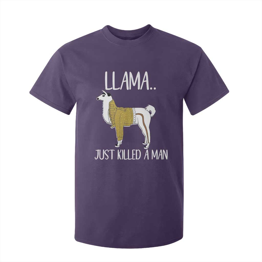 Funny Llama Just Killed a Man T Shirt For Kid Animal Pun Internet Meme TS02 Purple Print Your Wear