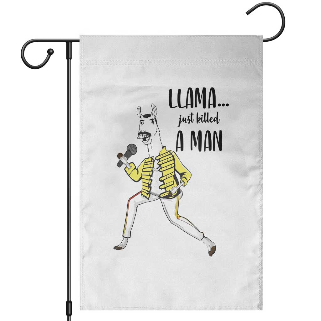 Funny Llama Just Killed a Man Garden Flag Singing Animal Pun Internet Meme TS02 Black Print Your Wear
