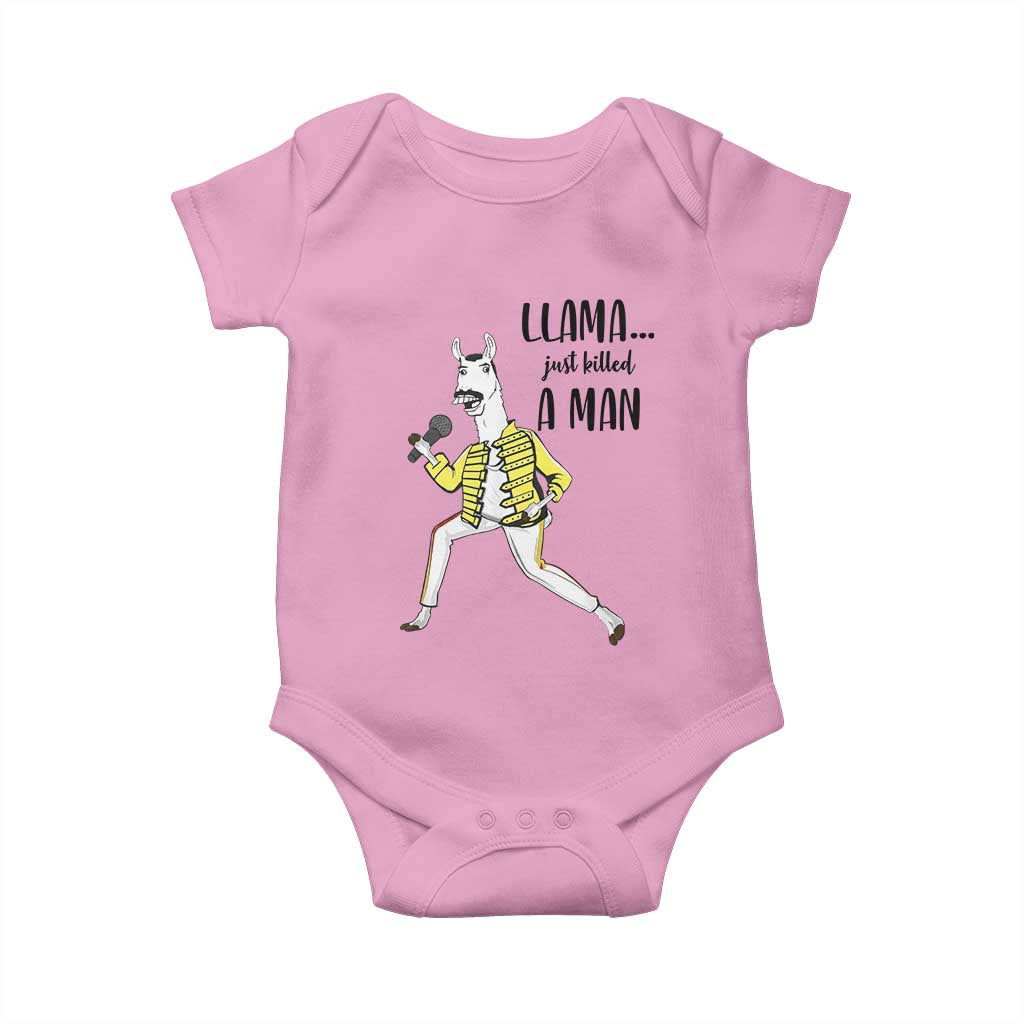 Funny Llama Just Killed a Man Baby Onesie Singing Animal Pun Internet Meme TS02 Light Pink Print Your Wear