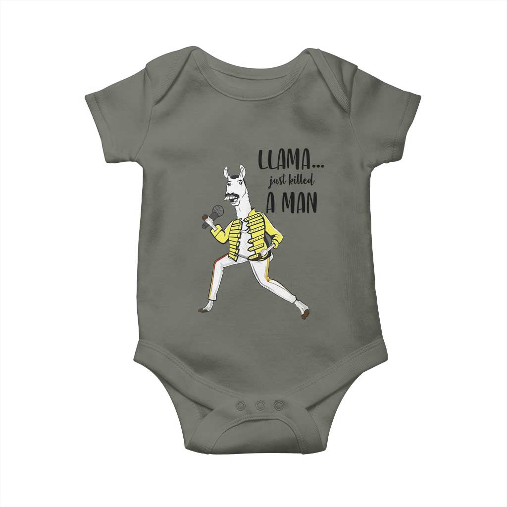 Funny Llama Just Killed a Man Baby Onesie Singing Animal Pun Internet Meme TS02 Military Green Print Your Wear