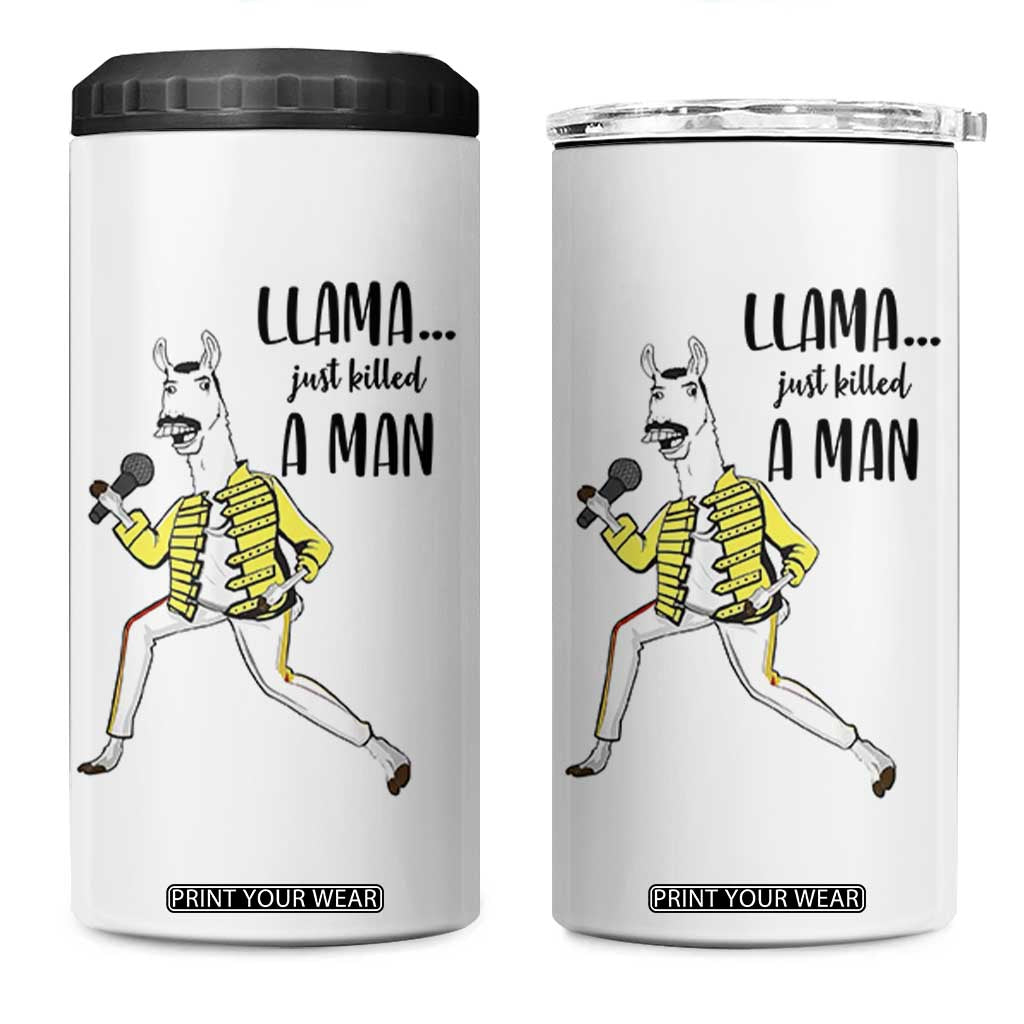 Funny Llama Just Killed a Man 4 in 1 Can Cooler Tumbler Singing Animal Pun Internet Meme TS02 One Size: 16 oz White Print Your Wear