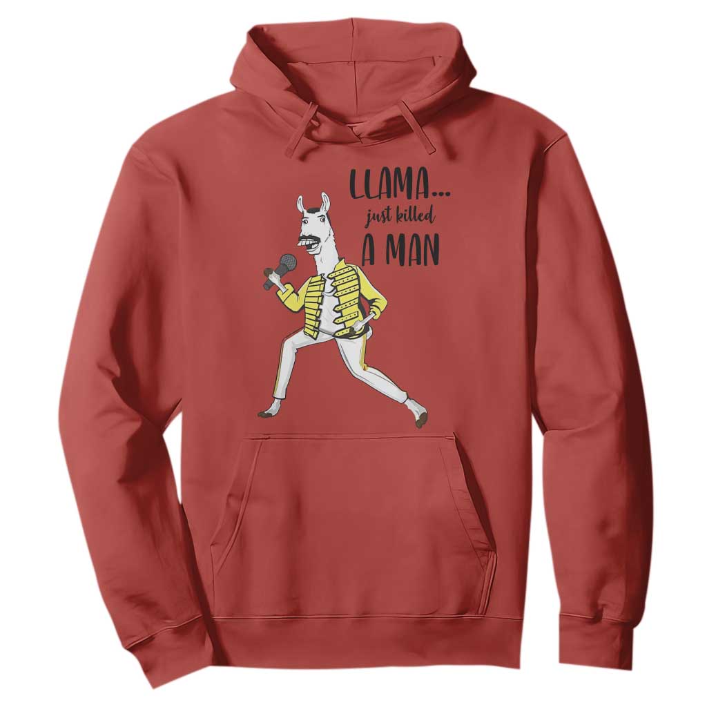 Funny Llama Just Killed a Man Hoodie Singing Animal Pun Internet Meme TS02 Red Print Your Wear