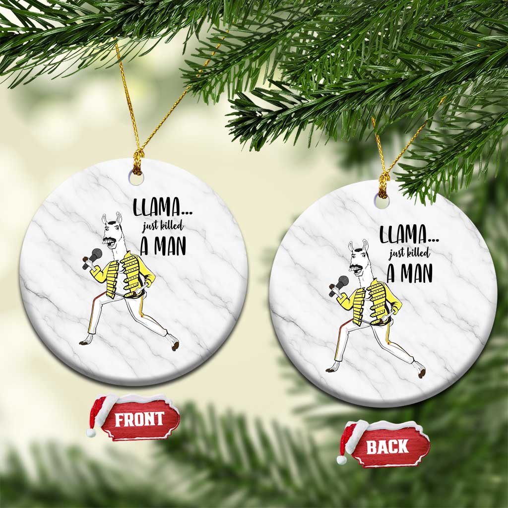 Funny Llama Just Killed a Man Ceramic Ornament Singing Animal Pun Internet Meme TS02 1pc White Marble Print Your Wear