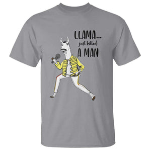 Funny Llama Just Killed a Man T Shirt Singing Animal Pun Internet Meme TS02 Sport Gray Print Your Wear
