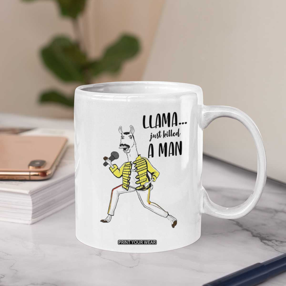 Funny Llama Just Killed a Man Coffee Mug Singing Animal Pun Internet Meme TS02 Print Your Wear