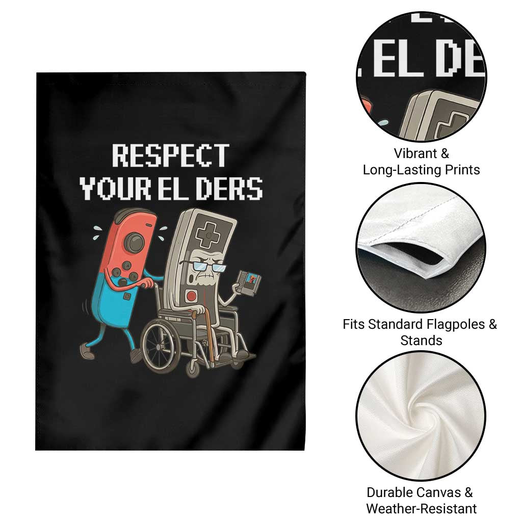 Respect Your Elders Retro Gaming Meme Garden Flag Funny Gamer Controller 80s TS02 Print Your Wear