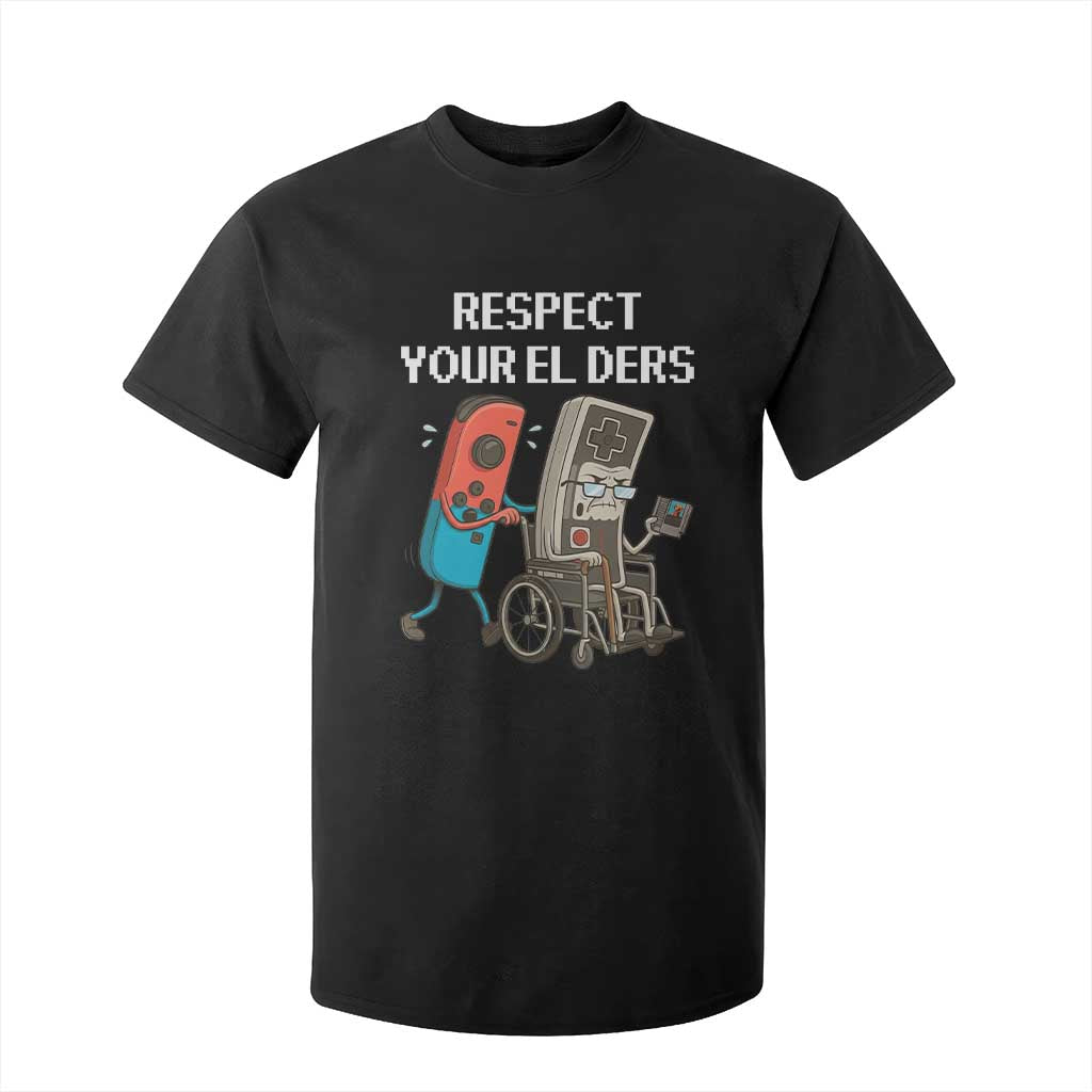 Respect Your Elders Retro Gaming Meme T Shirt For Kid Funny Gamer Controller 80s TS02 Black Print Your Wear