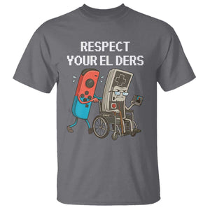 Respect Your Elders Retro Gaming Meme T Shirt Funny Gamer Controller 80s TS02 Charcoal Print Your Wear