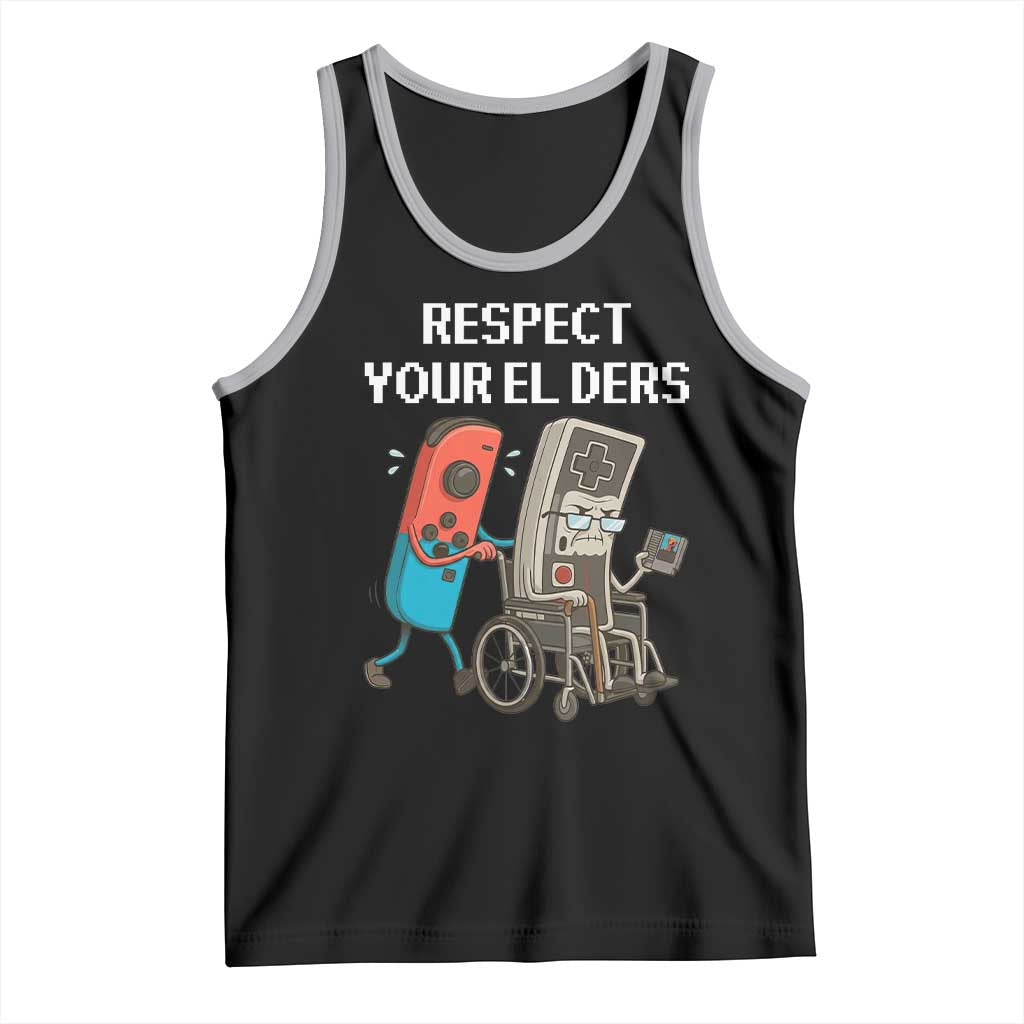 Respect Your Elders Retro Gaming Meme Tank Top Funny Gamer Controller 80s TS02 Black Athletic Heather Print Your Wear