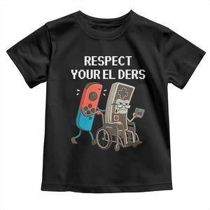 Respect Your Elders Retro Gaming Meme Toddler T Shirt Funny Gamer Controller 80s TS02 Black Print Your Wear