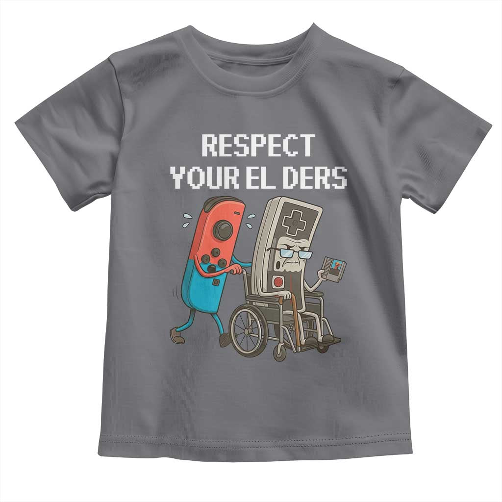 Respect Your Elders Retro Gaming Meme Toddler T Shirt Funny Gamer Controller 80s TS02 Charcoal Print Your Wear