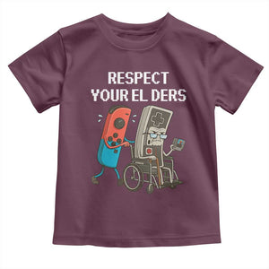 Respect Your Elders Retro Gaming Meme Toddler T Shirt Funny Gamer Controller 80s TS02 Maroon Print Your Wear