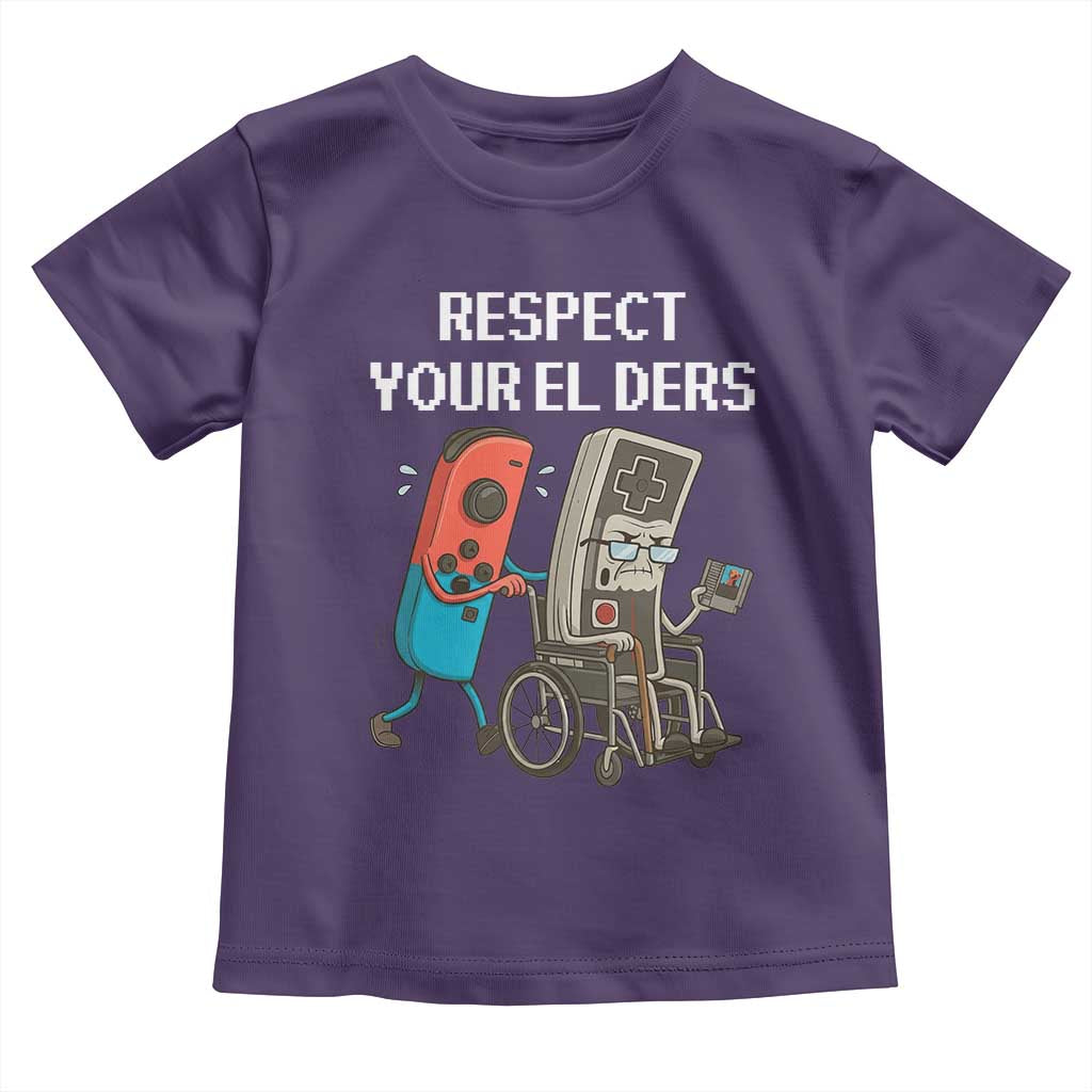 Respect Your Elders Retro Gaming Meme Toddler T Shirt Funny Gamer Controller 80s TS02 Purple Print Your Wear