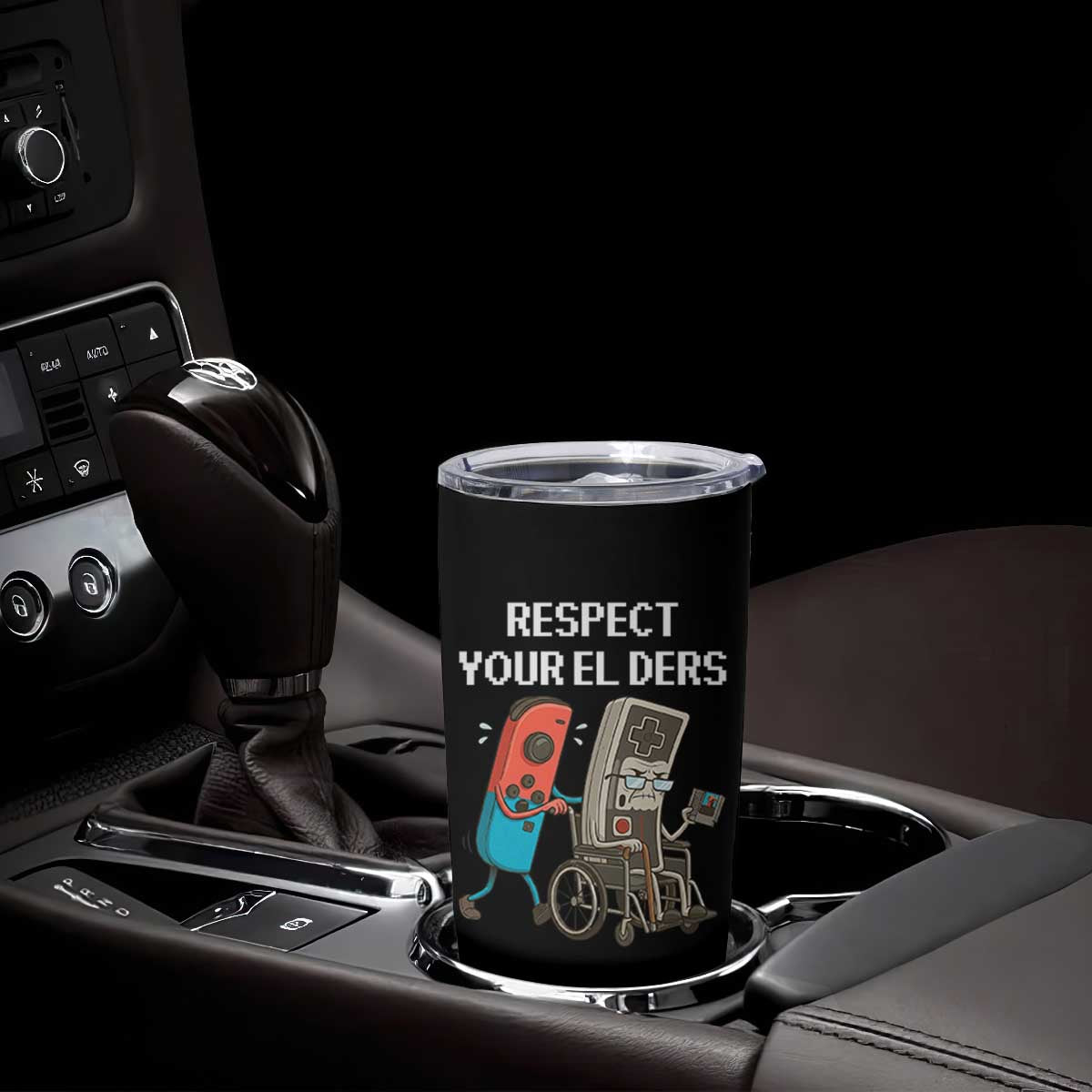 Respect Your Elders Retro Gaming Meme Tumbler Cup Funny Gamer Controller 80s TS02 Print Your Wear