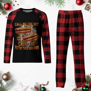 Call Me the Vet Offensive Hot Dog Meme Plaid Pajama Set I Be Putting These Dogs Down Funny Glizzy Globber TS02 Buffalo Plaid Print Your Wear