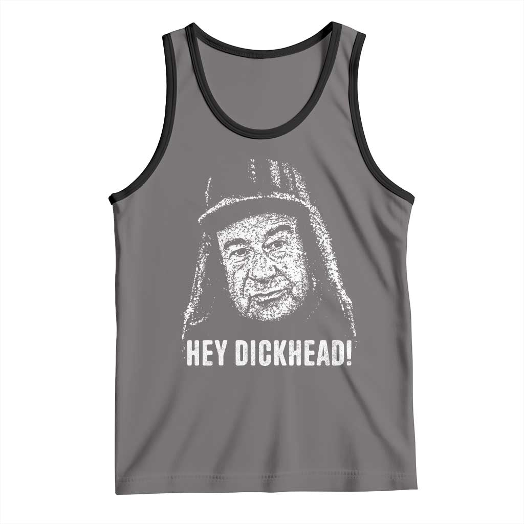Hey Dckhead Grumpy Old Man Humor Tank Top Jerk Sarcastic Comedy TS02 Deep Heather Black Print Your Wear