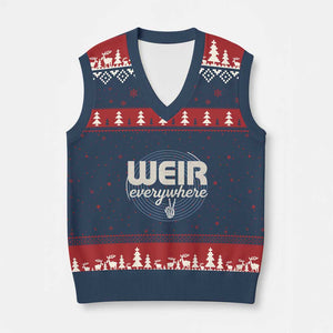 Weir Everywhere Retro Tribute V-Neck Knit Sweater Vest Psychedelic Peace and Music Culture TS02 Navy Red Print Your Wear