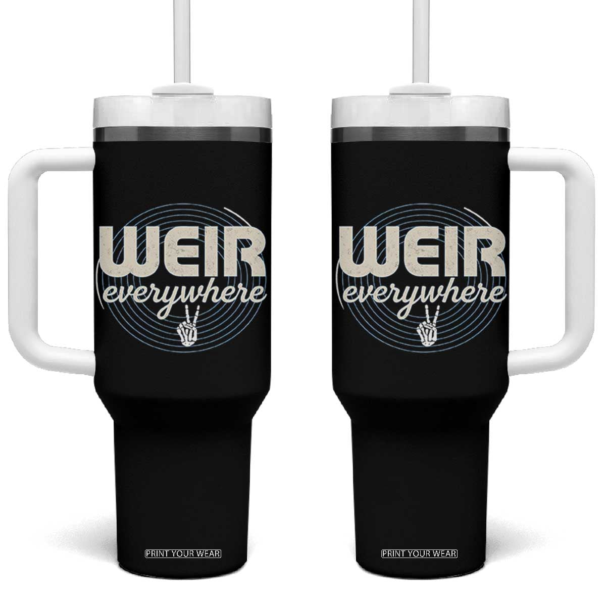 Weir Everywhere Retro Tribute Tumbler With Handle Psychedelic Peace and Music Culture TS02 One Size: 40 oz Black Print Your Wear