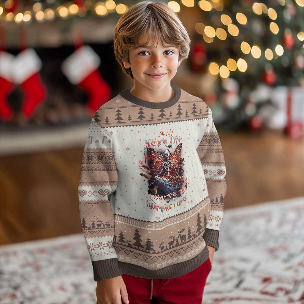 Gothic Skeleton Fairy Ugly Christmas Sweater In My Next Life I Want To Be The Karma Fairy Butterfly Aesthetic TS02 Mocha Mousse Print Your Wear