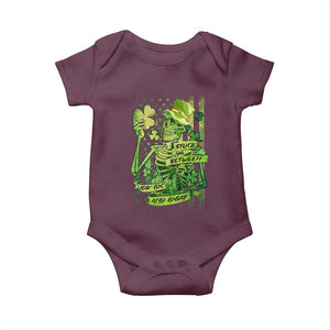 Irish Skeleton Baby Onesie Stuck Between IDK IDC And IDGAF St Patrick's Day Green Flag Skull TS02 Maroon Print Your Wear