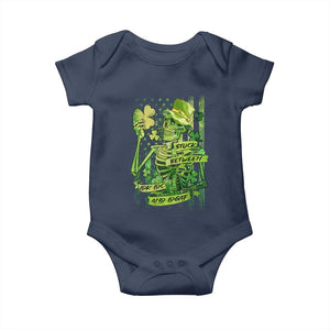 Irish Skeleton Baby Onesie Stuck Between IDK IDC And IDGAF St Patrick's Day Green Flag Skull TS02 Navy Print Your Wear