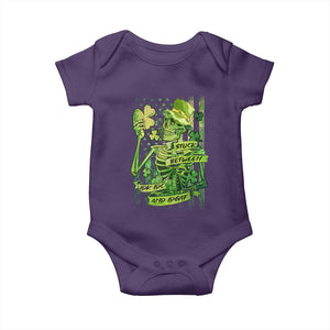 Irish Skeleton Baby Onesie Stuck Between IDK IDC And IDGAF St Patrick's Day Green Flag Skull TS02 Purple Print Your Wear