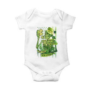 Irish Skeleton Baby Onesie Stuck Between IDK IDC And IDGAF St Patrick's Day Green Flag Skull TS02 White Print Your Wear