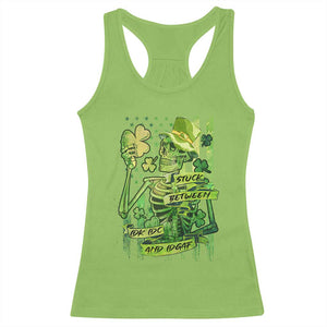 Irish Skeleton Racerback Tank Top Stuck Between IDK IDC And IDGAF St Patrick's Day Green Flag Skull TS02 Lime Print Your Wear