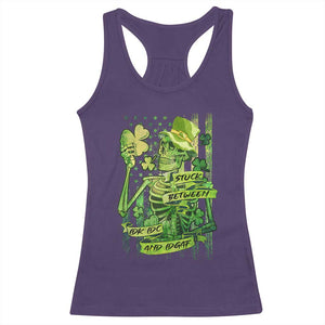 Irish Skeleton Racerback Tank Top Stuck Between IDK IDC And IDGAF St Patrick's Day Green Flag Skull TS02 Purple Print Your Wear