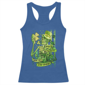 Irish Skeleton Racerback Tank Top Stuck Between IDK IDC And IDGAF St Patrick's Day Green Flag Skull TS02 Royal Blue Print Your Wear