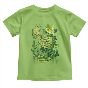 Irish Skeleton Toddler T Shirt Stuck Between IDK IDC And IDGAF St Patrick's Day Green Flag Skull TS02 Lime Print Your Wear