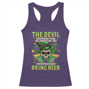 Irish Skull Racerback Tank Top I Whispered Back Bring Beer Devil St Patrick's Day Drinking Skeleton TS02 Purple Print Your Wear