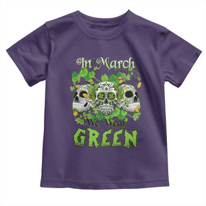 Irish Sugar Skull Toddler T Shirt In March We Wear Green Celebrate St Patrick's Day TS02 Purple Print Your Wear
