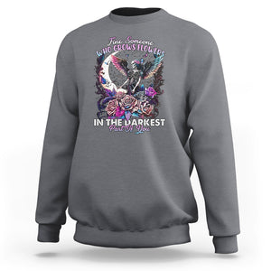 Fairy Skeleton Sweatshirt Find Someone Who Grows Flowers In The Darkest Part Of You Skull TS02 Charcoal Printyourwear