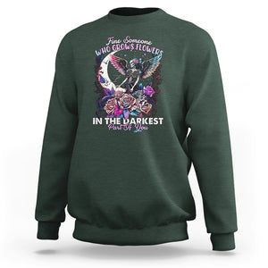 Fairy Skeleton Sweatshirt Find Someone Who Grows Flowers In The Darkest Part Of You Skull TS02 Dark Forest Green Printyourwear