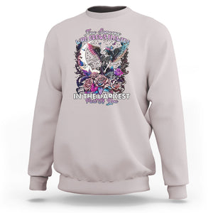 Fairy Skeleton Sweatshirt Find Someone Who Grows Flowers In The Darkest Part Of You Skull TS02 Ice Gray Printyourwear