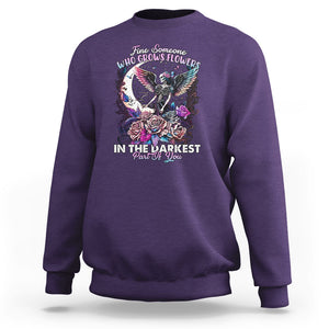 Fairy Skeleton Sweatshirt Find Someone Who Grows Flowers In The Darkest Part Of You Skull TS02 Purple Printyourwear