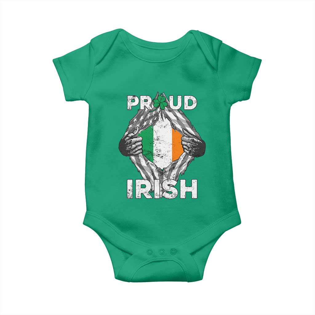 Proud Irish St Patricks Day Baby Onesie Half American Half Ireland Flag TS02 Irish Green Print Your Wear