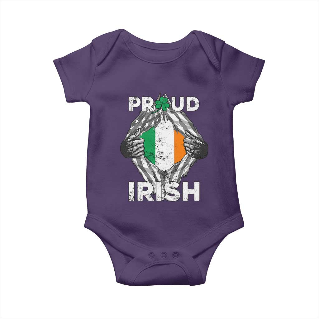 Proud Irish St Patricks Day Baby Onesie Half American Half Ireland Flag TS02 Purple Print Your Wear