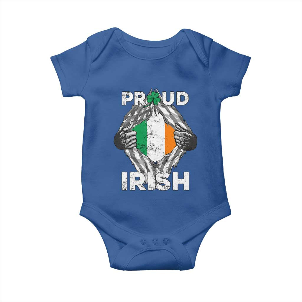 Proud Irish St Patricks Day Baby Onesie Half American Half Ireland Flag TS02 Royal Blue Print Your Wear
