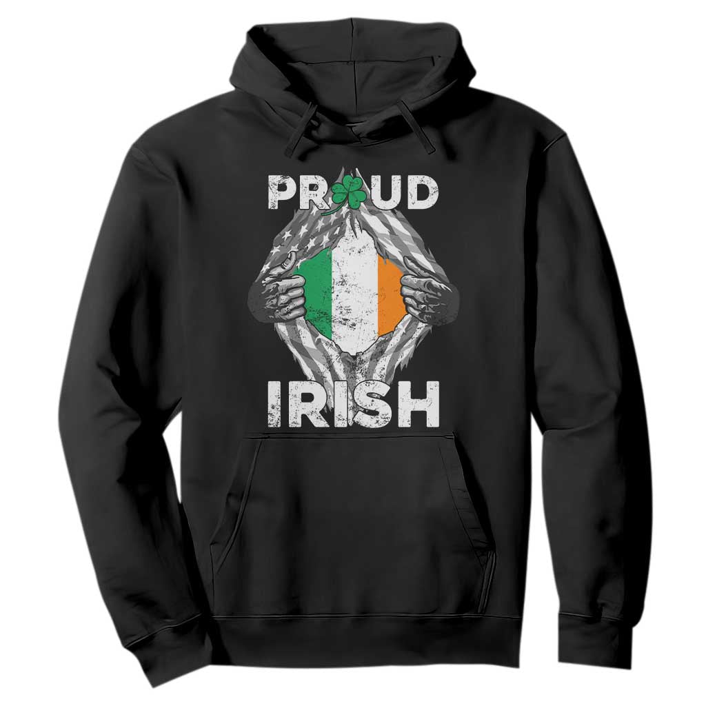 Proud Irish St. Patricks Day Hoodie Half American Half Ireland Flag TS02 Black Printyourwear