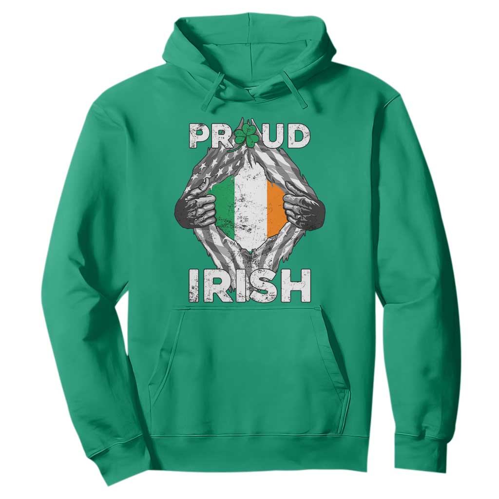 Proud Irish St. Patricks Day Hoodie Half American Half Ireland Flag TS02 Irish Green Printyourwear