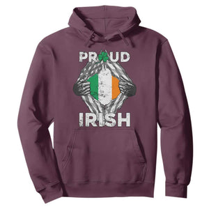 Proud Irish St. Patricks Day Hoodie Half American Half Ireland Flag TS02 Maroon Printyourwear