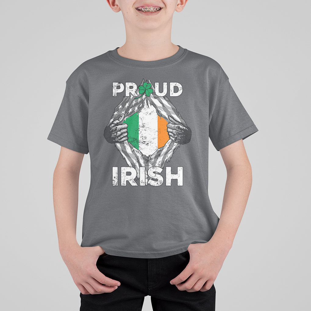 Proud Irish St. Patricks Day T Shirt For Kid Half American Half Ireland Flag TS02 Charcoal Printyourwear