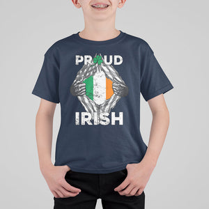 Proud Irish St. Patricks Day T Shirt For Kid Half American Half Ireland Flag TS02 Navy Printyourwear